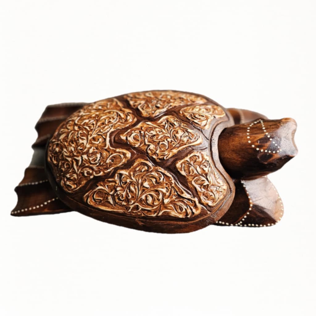 Gumi Datu Aufbewahrungsschildkröte aus Albesia, mit Geheimfach, 30 × 11 cm 1 Schildkröte mit Geheimfach unterm Panzer