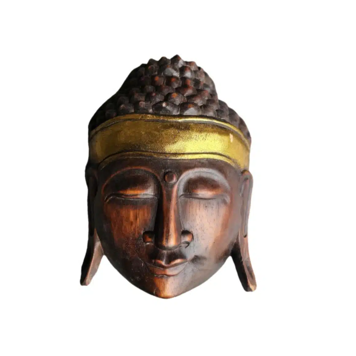Emas Buddha Wandmaske mit Goldverzierung aus Albesia