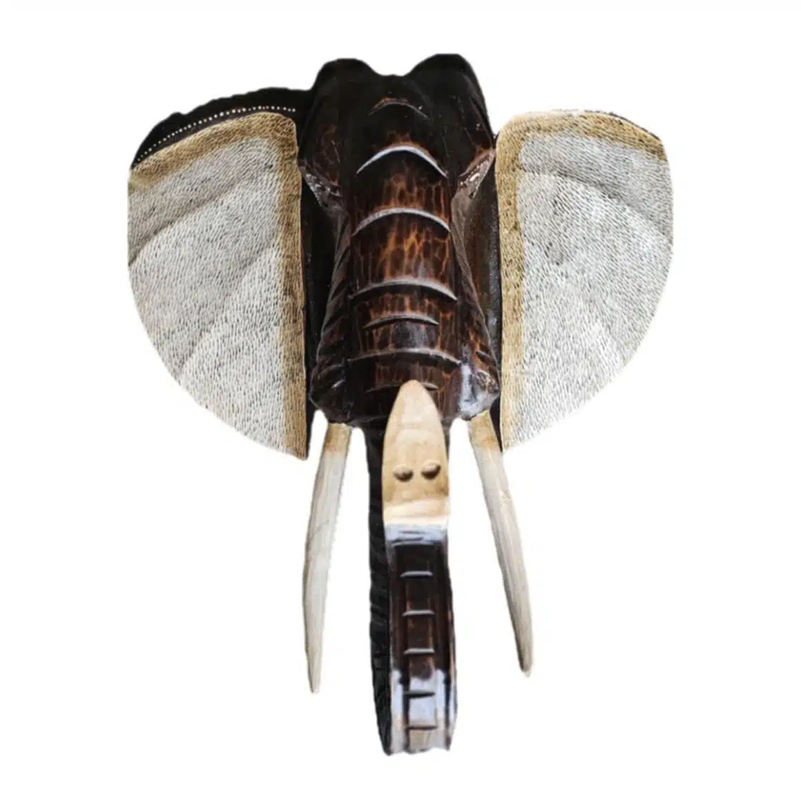 Gajah Elefantenkopf aus Albesia-Holz, handbemalt, 60 × 60 cm