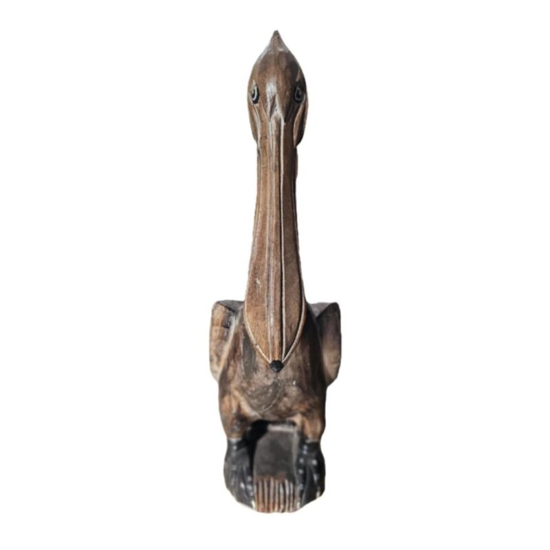 Pelikan-Statue aus Albesia-Holz, handgeschnitzt, 30 cm