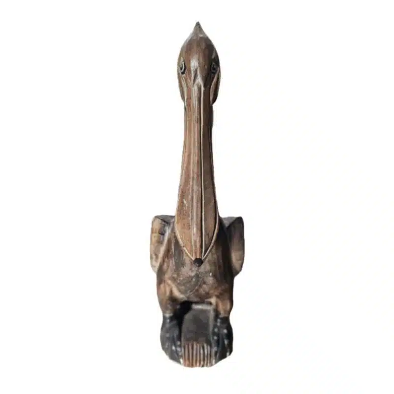 Pelikan-Statue aus Albesia-Holz, handgeschnitzt, 30 cm