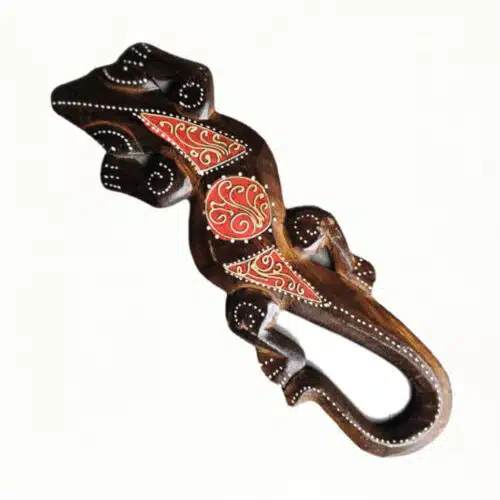 Cicak Wanddeko Gecko: handgeschnitztes Albesia, 30 cm
