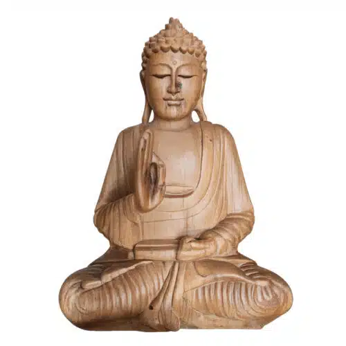 Abhaya Buddha-Skulptur aus Holz