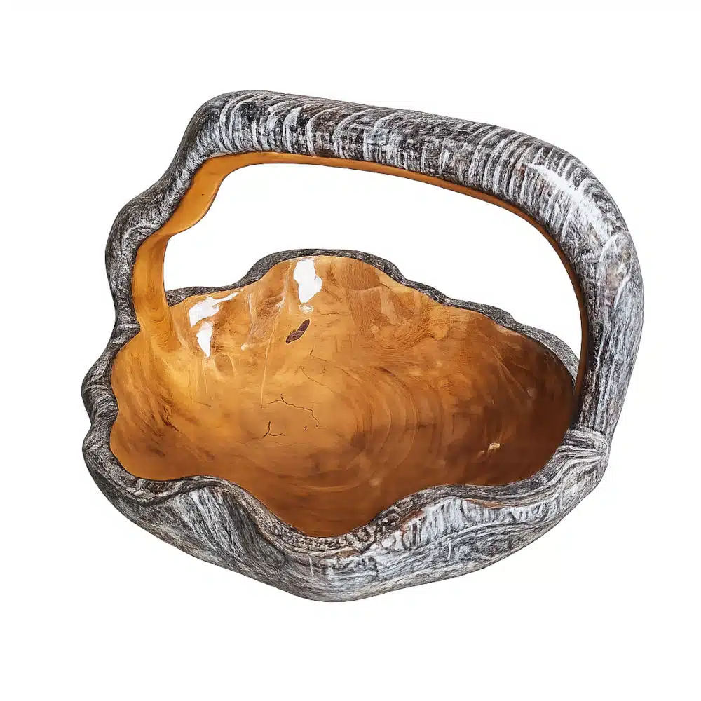 Buah Besar Fruchtkorb aus Holz, mit Tragegriff, 40 cm 1 Buah Besar Fruchtkorb aus Holz, mit Tragegriff, 40 cm
