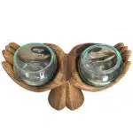 Garuda Doppelschale aus Holz und Glas, handgeschnitzt 3 Garuda Doppelschale aus Holz mit Glas - obenansicht