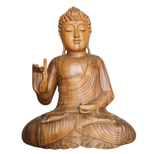 Jnana Buddha-Skulptur aus Holz - braun