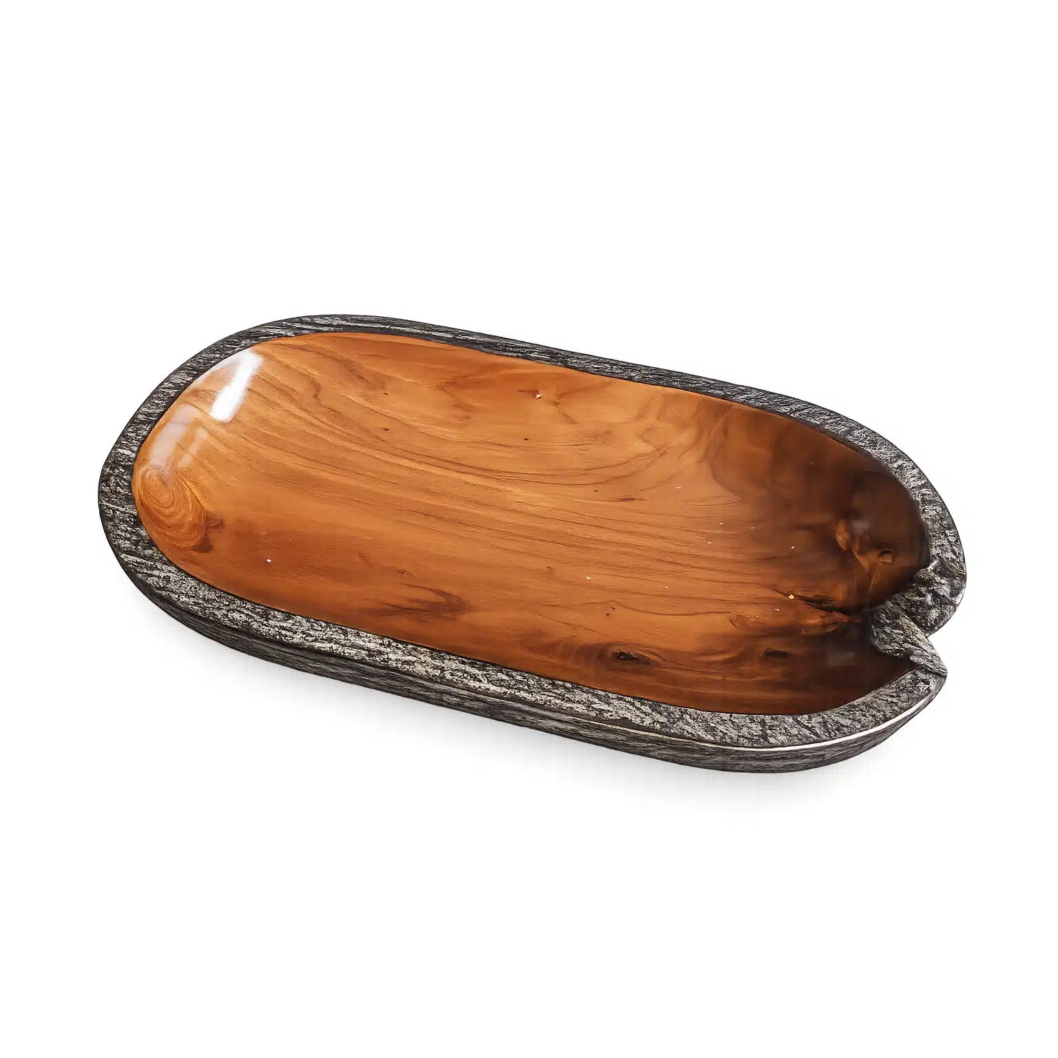 Rimba Obstschale aus Holz, organische Form, 40 cm 1 Rimba Obstschale aus Holz