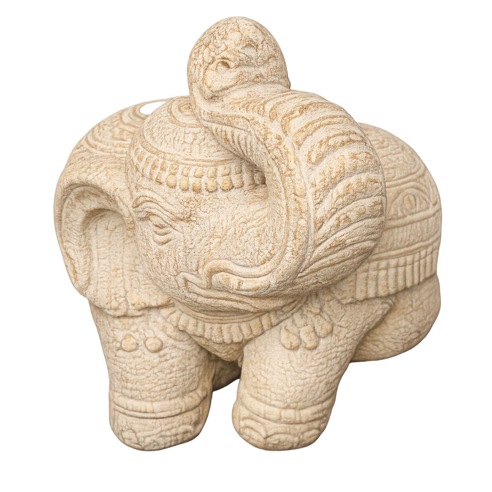Elefant als Schirmstaender beige