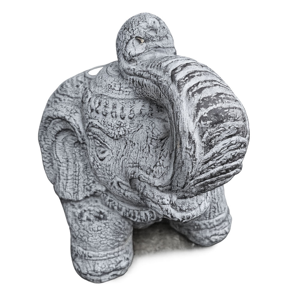 Gajah Batu Sonnenschirmständer in Elefantenform, grau, ca. 15 kg 1 Elefant als Schirmstaender grau