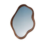 Wandspiegel amoebe Form mit Teakholz
