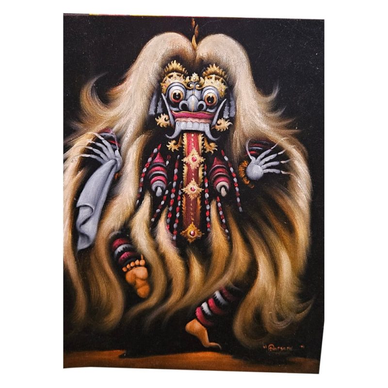 Barong Wandbild: handgemalt auf Samt, Effektlack, 40 × 50 cm